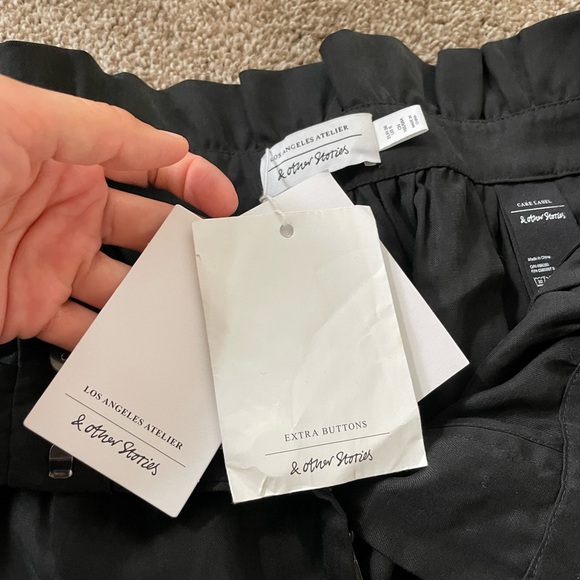 NWT & Other Stories - Black Ruffle High Rise Pants - Picture 6 of 10